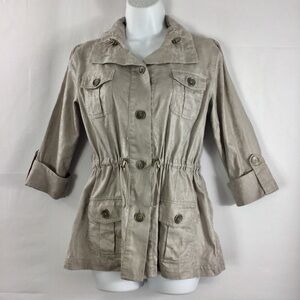 Chico’s Delicate Shimmer Ginette 3/4 Sleeve Utility Jacket Size S